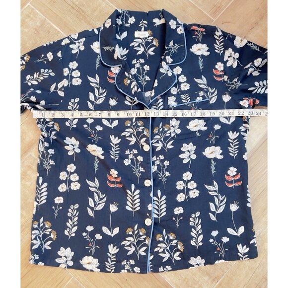 Bedhead Pajama Set Size L Classic Long Sleeve Dk Navy Blue Floral Pockets Cotton - Picture 7 of 16